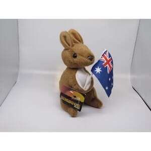 NEW w/ Tags Jumbuck Australia Kangaroo Plush With Flag Plush Stuffed Animal Toy